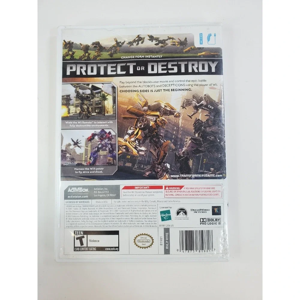 Transformers Wii The Game Nintendo Complete CIB Manual Working Tested